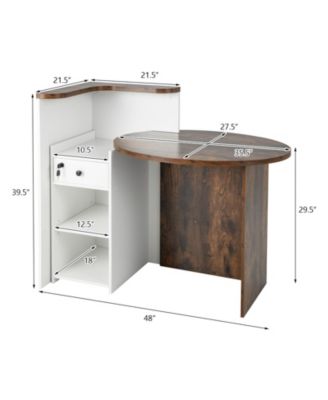 Front Reception Office Desk with Open Shelf and Lockable Drawer