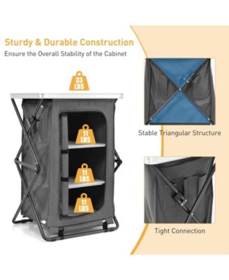 Folding Pop-Up Cupboard Compact Camping Storage Cabinet with Bag
