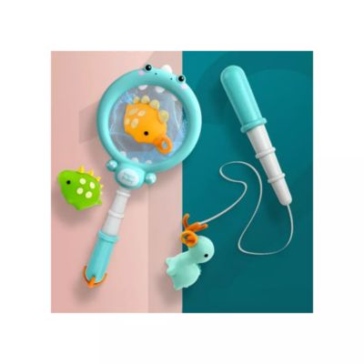 Toddler Fun Dinosaur Fishing Game – 4PCS Magnetic Floating Bath & Pool Toy Set with Wind-Up Rods, Engaging Water Play & Fine Motor Skill Development 1-4