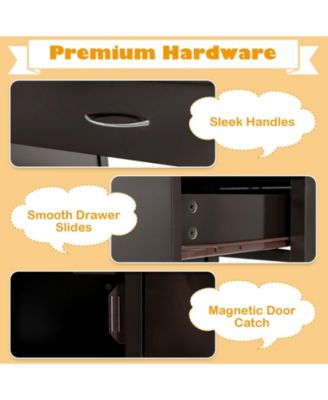 Kids Wooden Writing Furniture Set with Drawer and Storage Cabinet