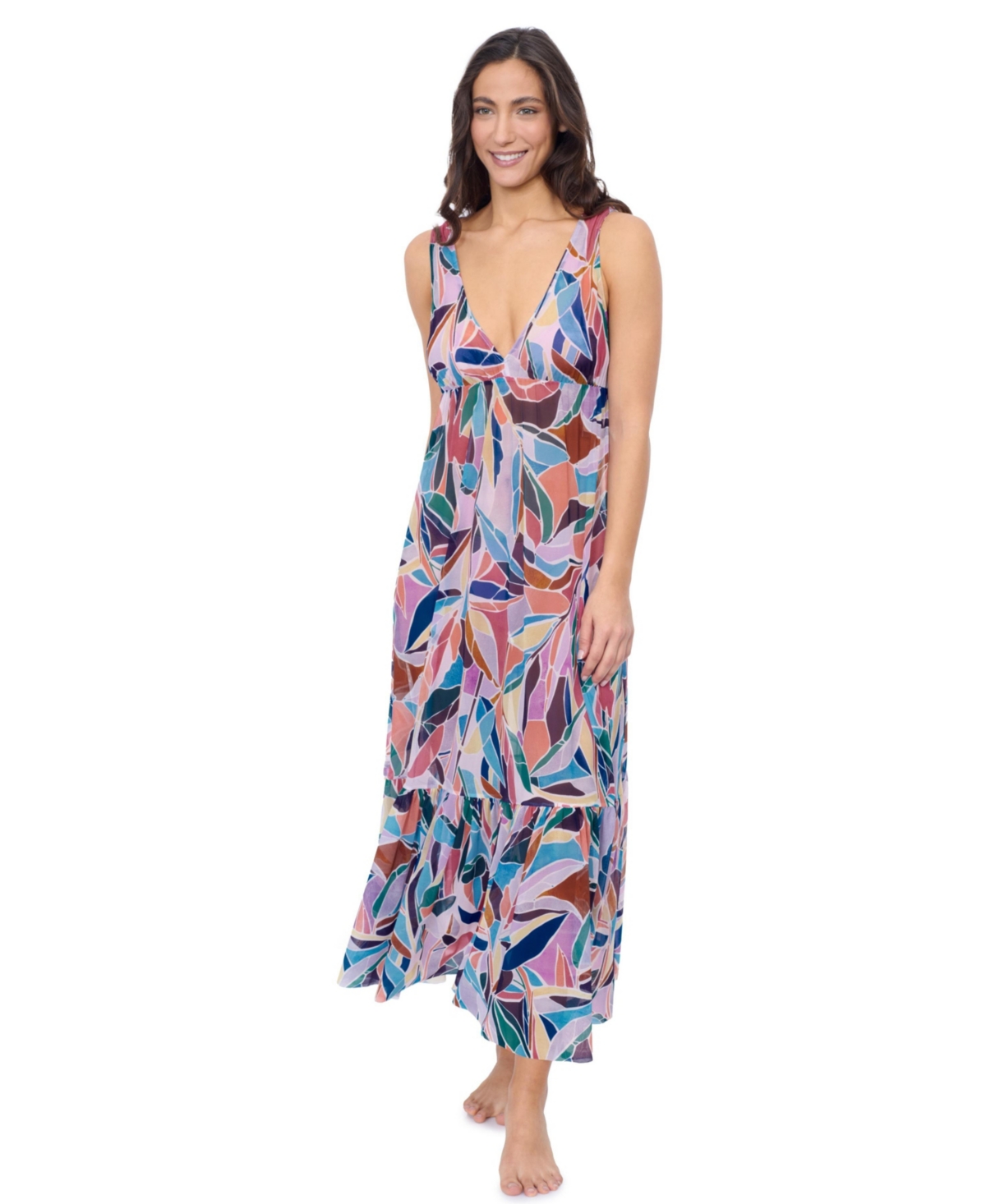 Women's Aura V Neck Maxi Mesh Dress - Multi