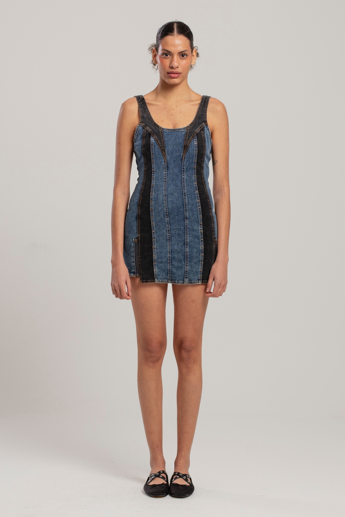 Women's Free Heaven Two Color Denim Dress - Multi