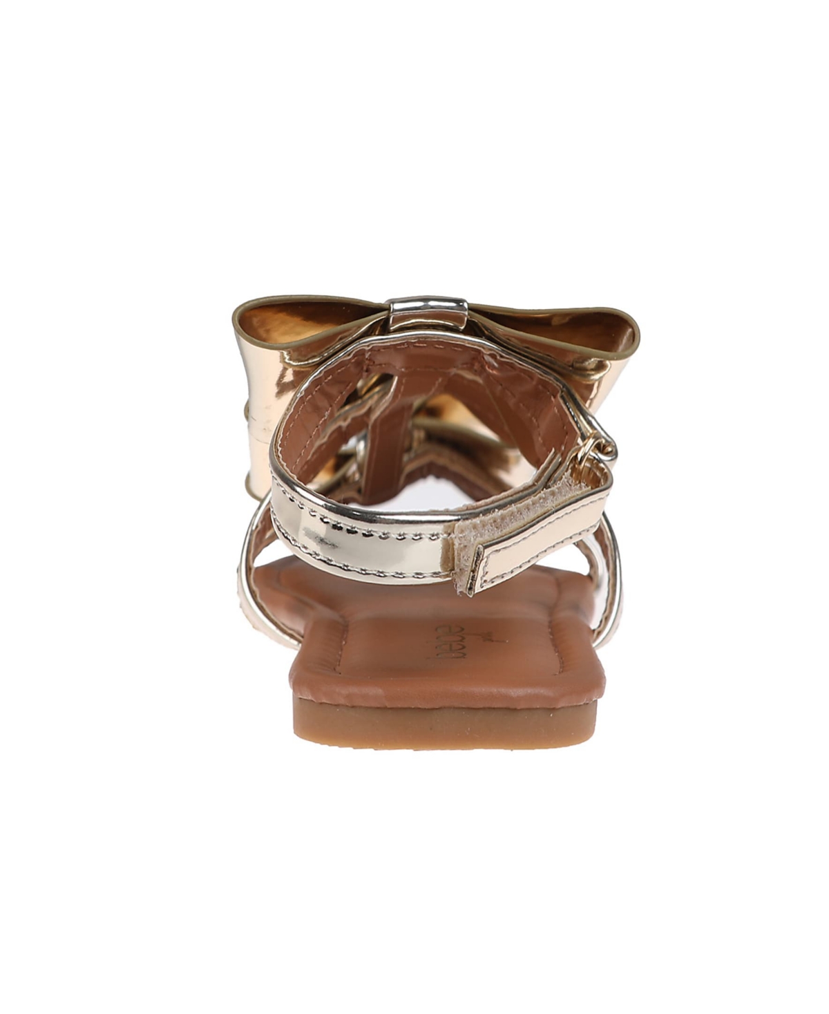 Bebe Little Girls Comfortable And Stylish Flat With Oversized Bows Sandals In Light Gold