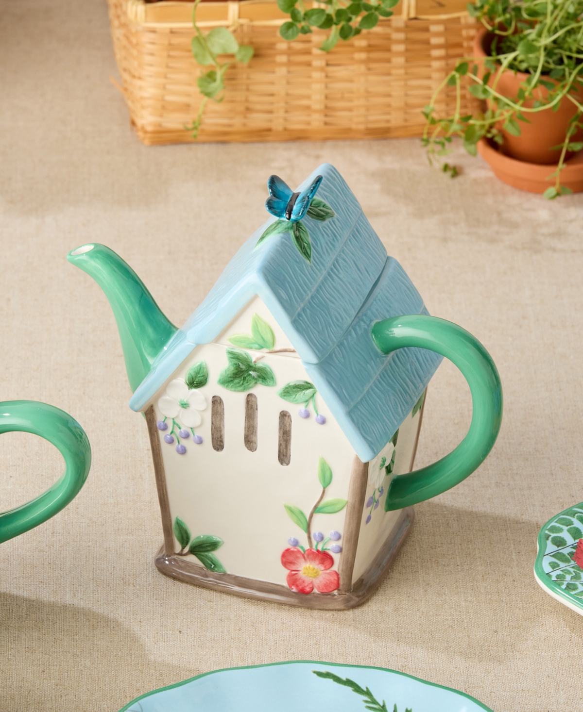 Certified International Flora 3-d Birdhouse Teapot In Miscellaneous