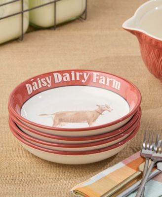 Vintage Farm Soup Bowls, Set of 4, Service for 4