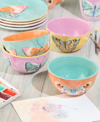 Butterflies Ice Cream Bowls, Set of 4, Service for 4