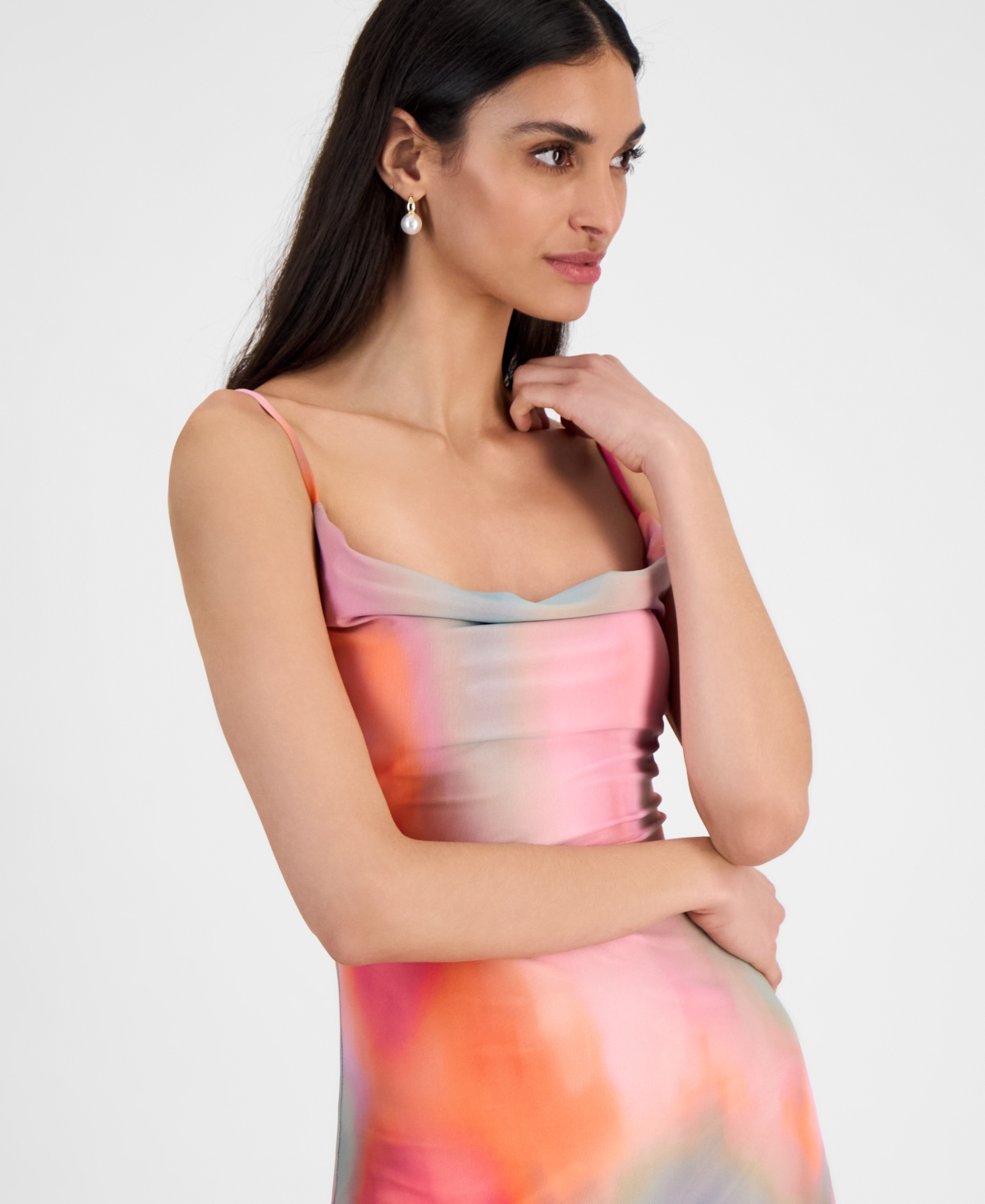 Bar Iii Women's Printed Mesh Midi Slip Dress, Exclusively At Macy's In Ayla Absrct A