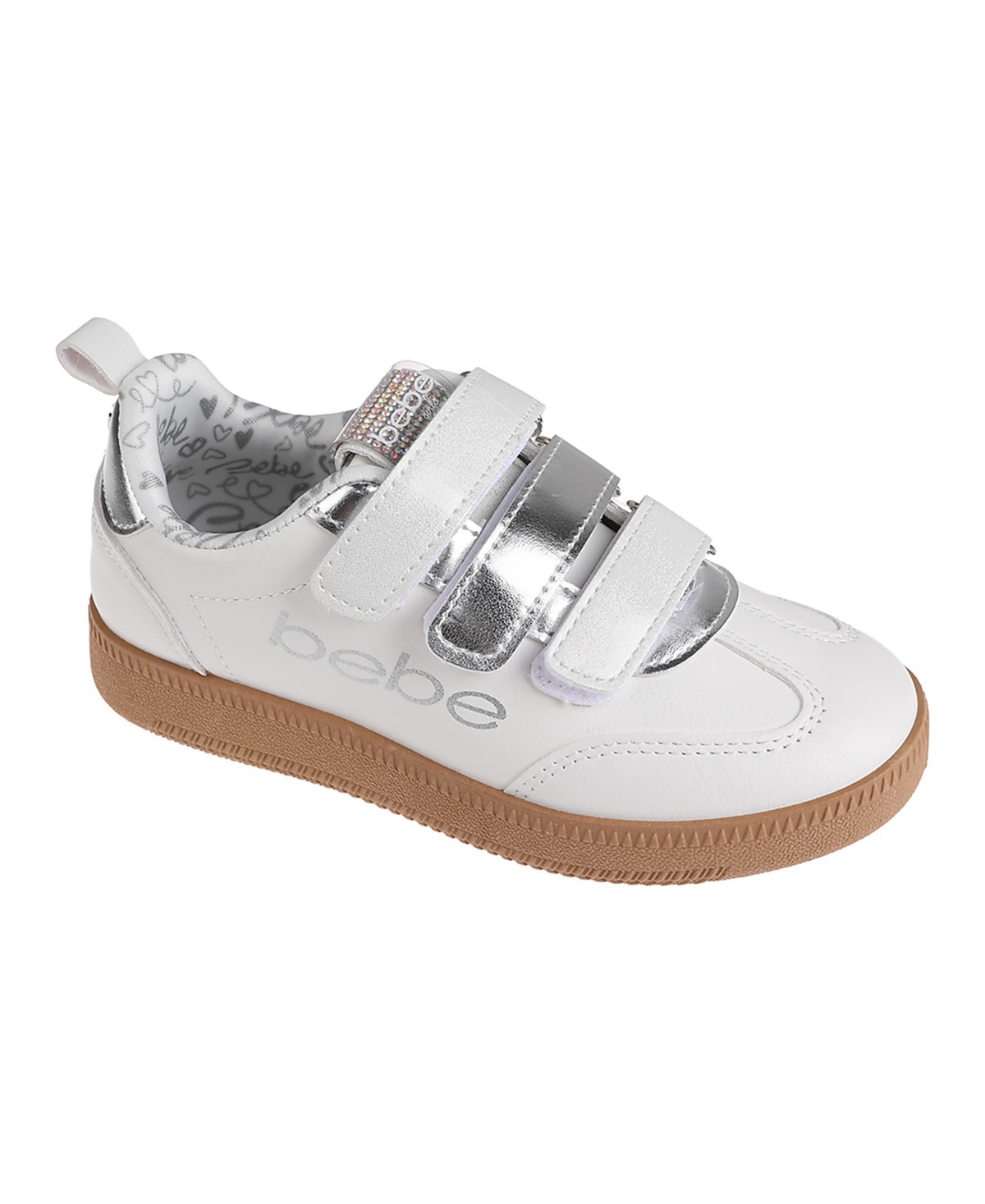 Bebe Little Girls Low Top With Multi Metallic Sneakers In White