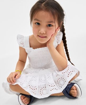 Little Girl's Cotton Eyelet Smocked Mommy & Me Flutter-Sleeve Dress, Exclusively at Macy's