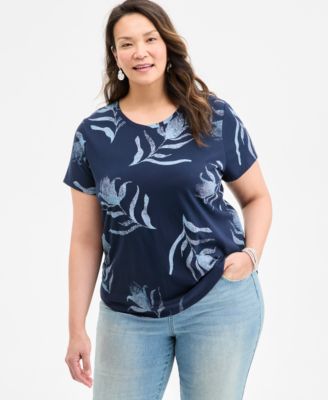Style & Co - Plus Size Printed Crewneck Graphic T-Shirt