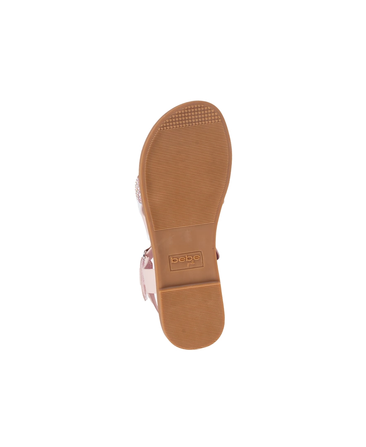 Bebe Little Girls Flat With Rhinestone And Heart Charm Sandals In Blush