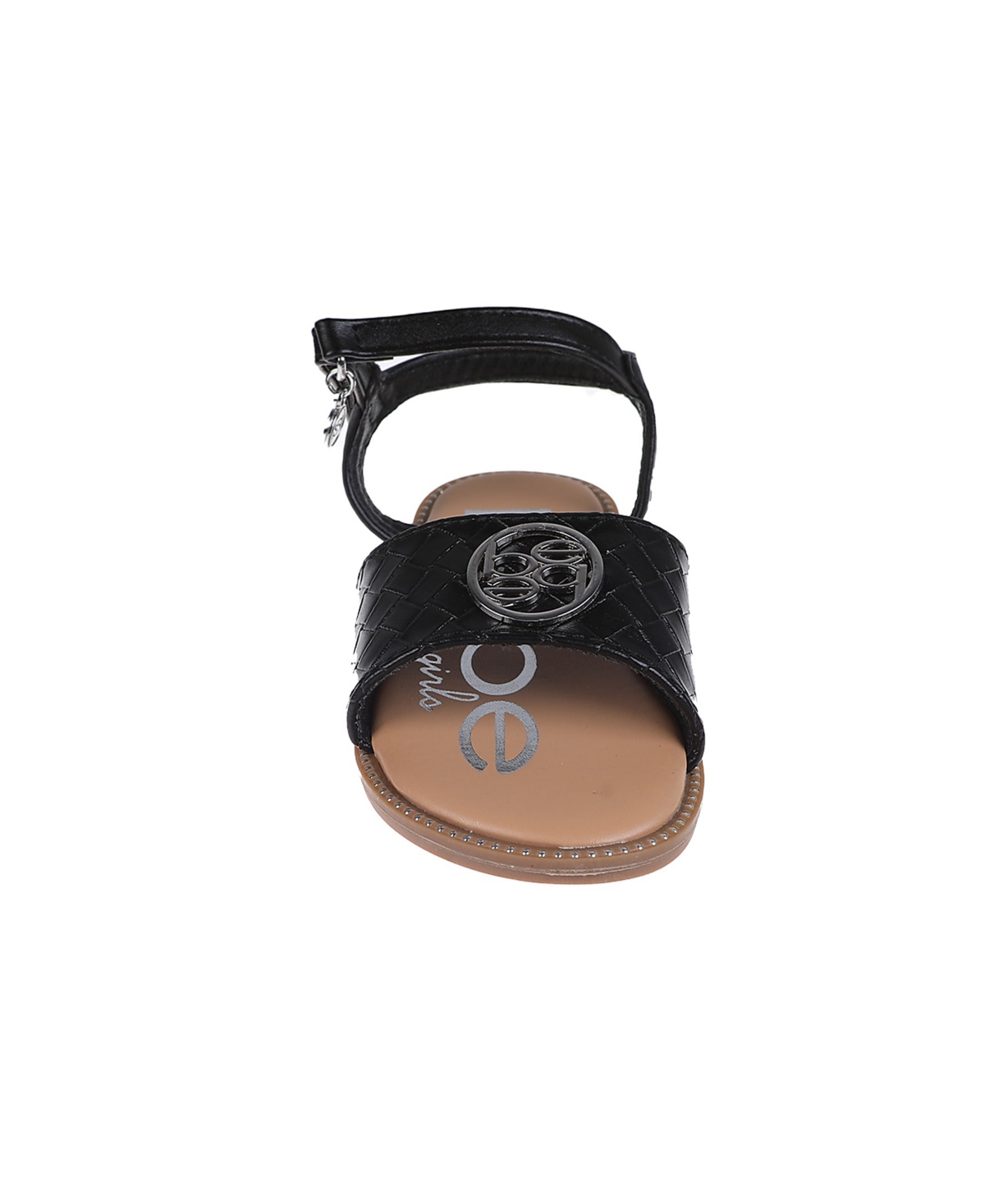 Bebe Little Girls Embossed Flat With Medallion Hardware Sandals In Black
