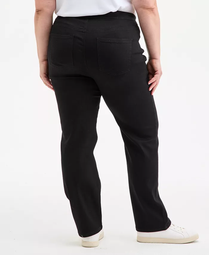 Plus Size Straight-Leg Pull-On Jeans - thumbnail 8