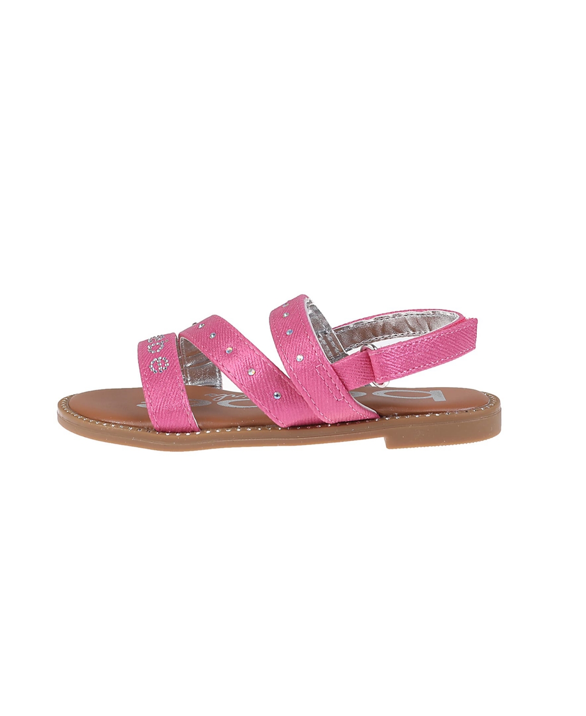 Bebe Little Girls Flat With Rhinestone And  Ornamentation Sandals In Fuchsia