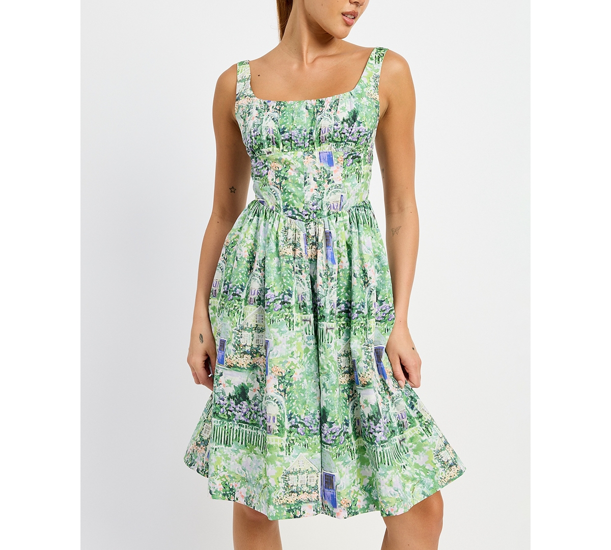 En Saison Women's Molly Corset-bodice Flared Dress In Green Violet