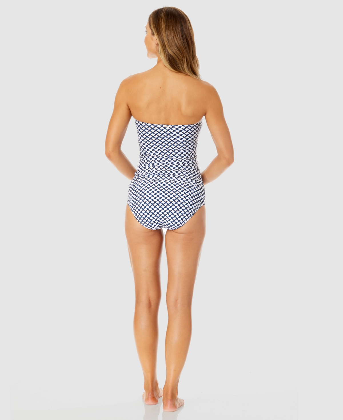 ANNE COLE WOMEN'S NEO GEO TWIST-FRONT BANDEAU TANKINI TOP 