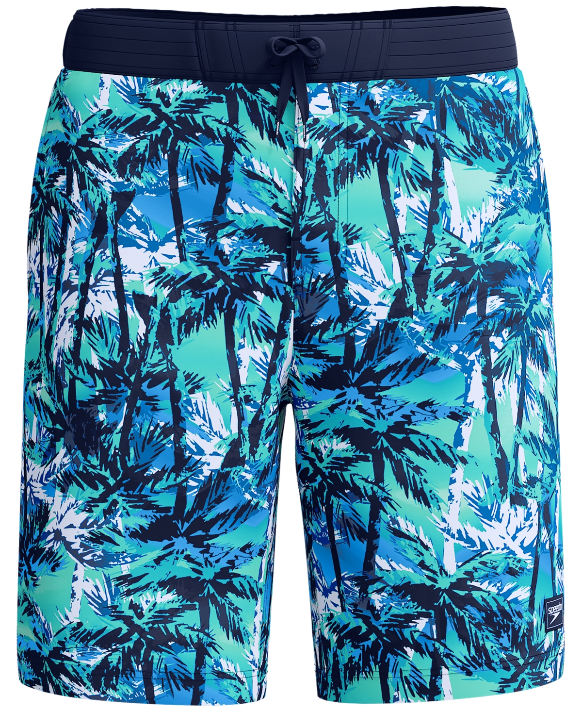 Speedo Men's Hawaiian Sky Bondi Basin Palm Print Drawstring 9" Boardshorts In Hawain Sky