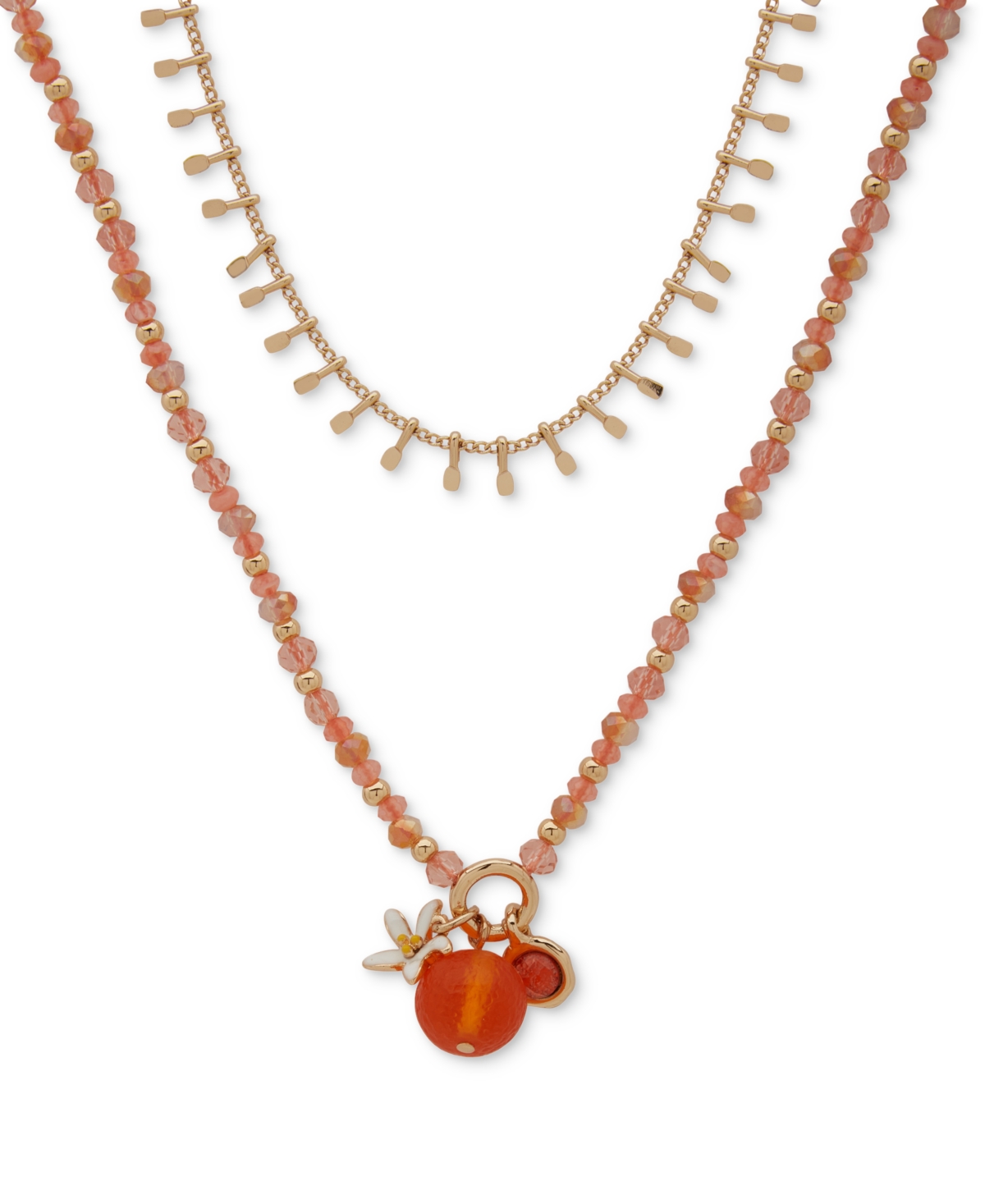Gold-Tone Mixed Bead Layered Pendant Necklace, 16" + 3" extender - Seafoam