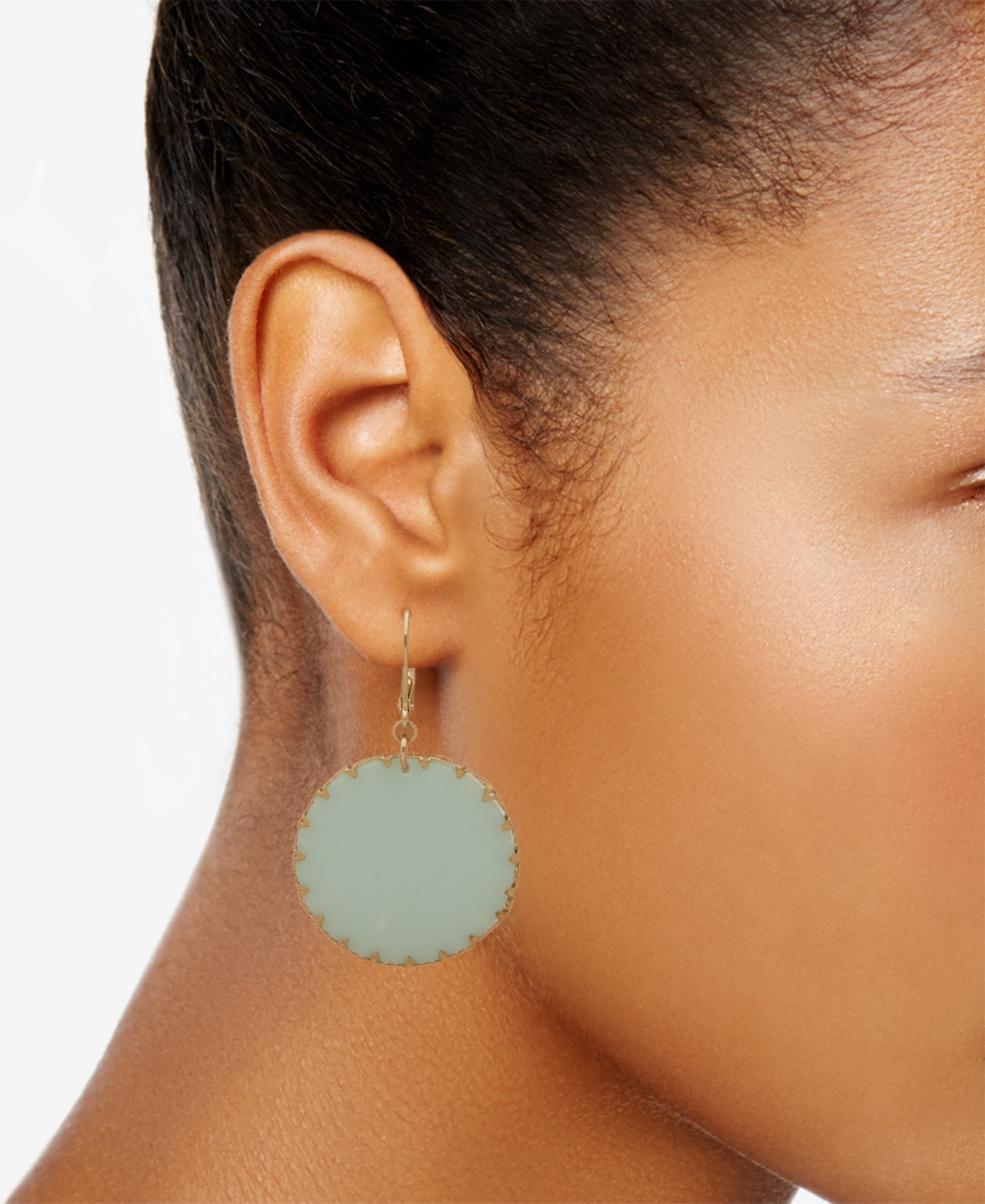 Lonna & Lilly Gold-tone Stone Disc Drop Earrings In Turquoise