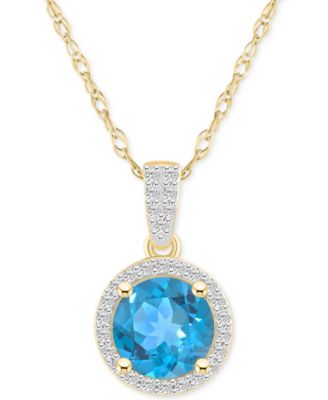 Lab-Created Amethyst (1-1/4 ct. t.w.) & Lab-Created White Sapphire (1/6 ct. t.w.) Halo 18" Pendant Necklace in 14k Gold (Also in Additional Gemstones)