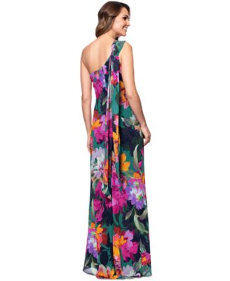 Petite One-Shoulder Chiffon Fit & Flare Gown