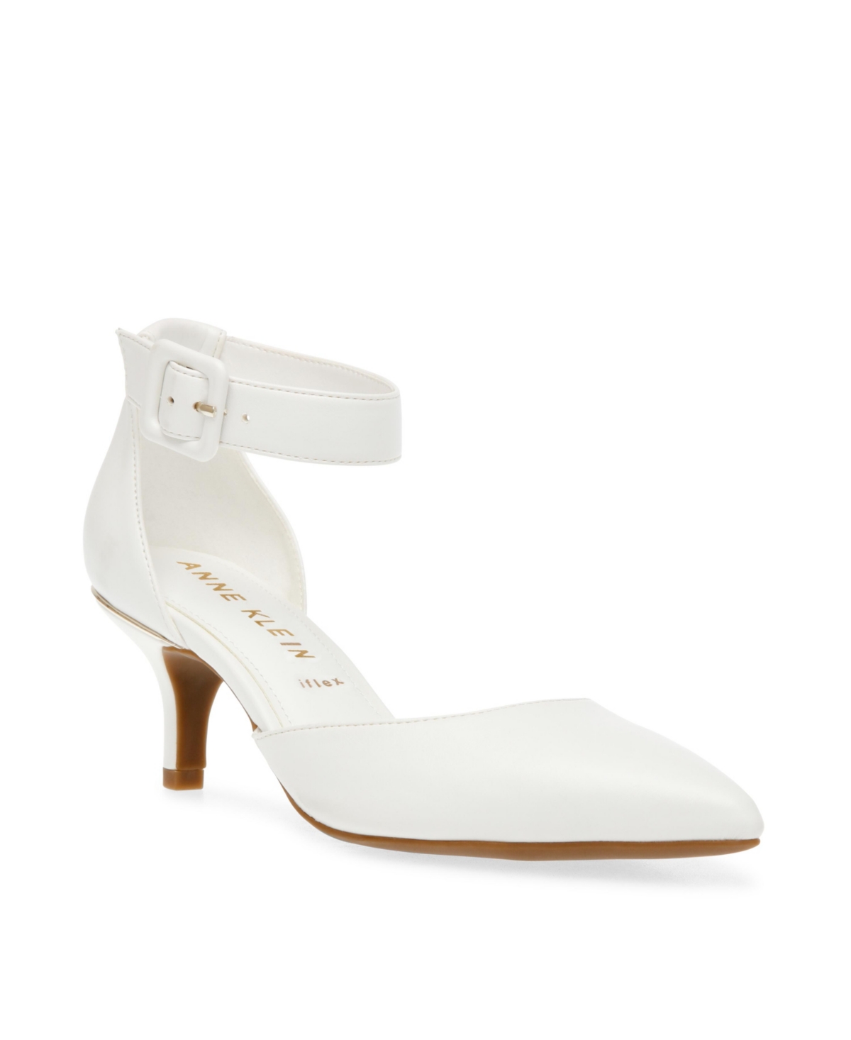 Anne Klein Fabulist Ankle Strap Pointed Toe Pump In White