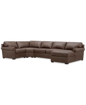 Radley Roll Arm 152" 4-Pc. Leather Wedge Corner Chaise Sectional, Exclusively at Macy's