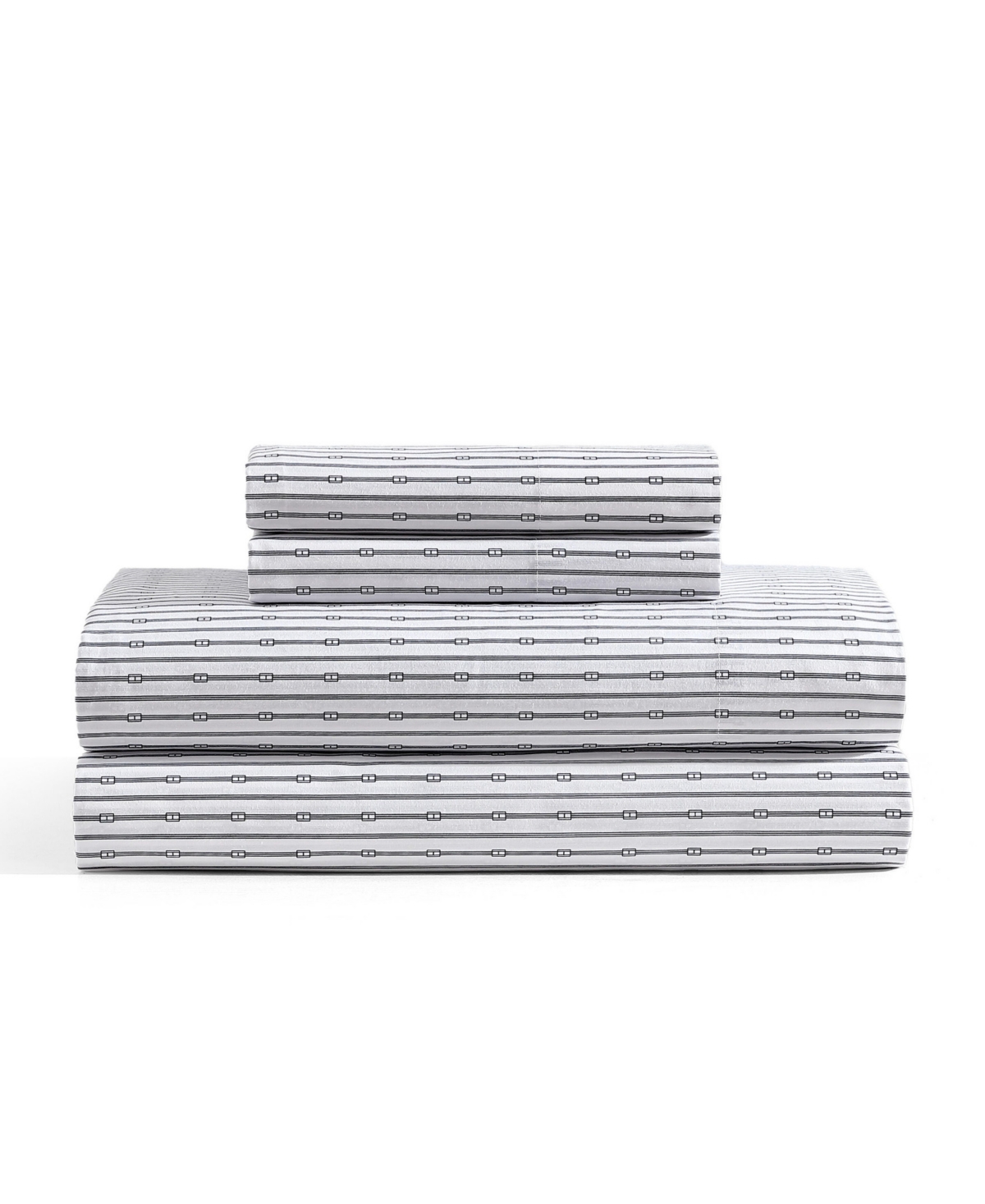 Tommy Hilfiger Printed 200-thread Count Cotton Percale 4-pc. Sheet Set, King In Monogram Navy
