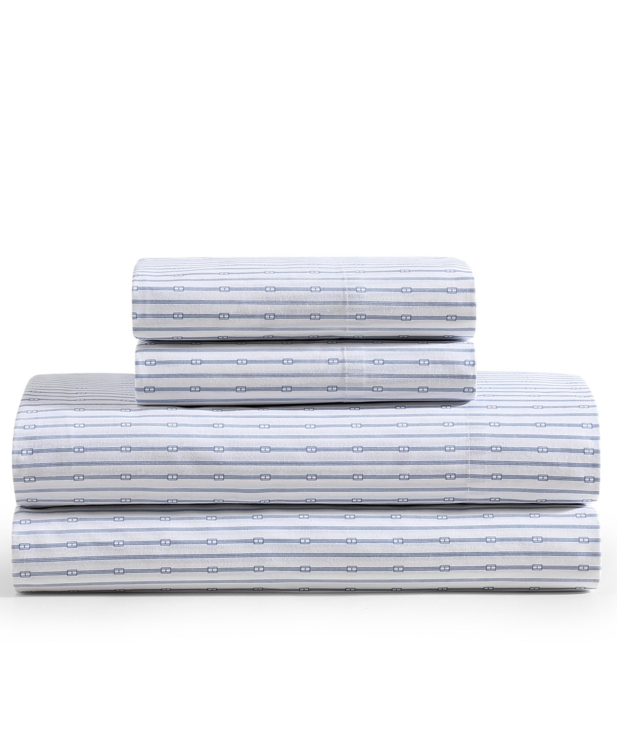 TOMMY HILFIGER PRINTED 200-THREAD COUNT COTTON PERCALE 3-PC. SHEET SET, TWIN XL 