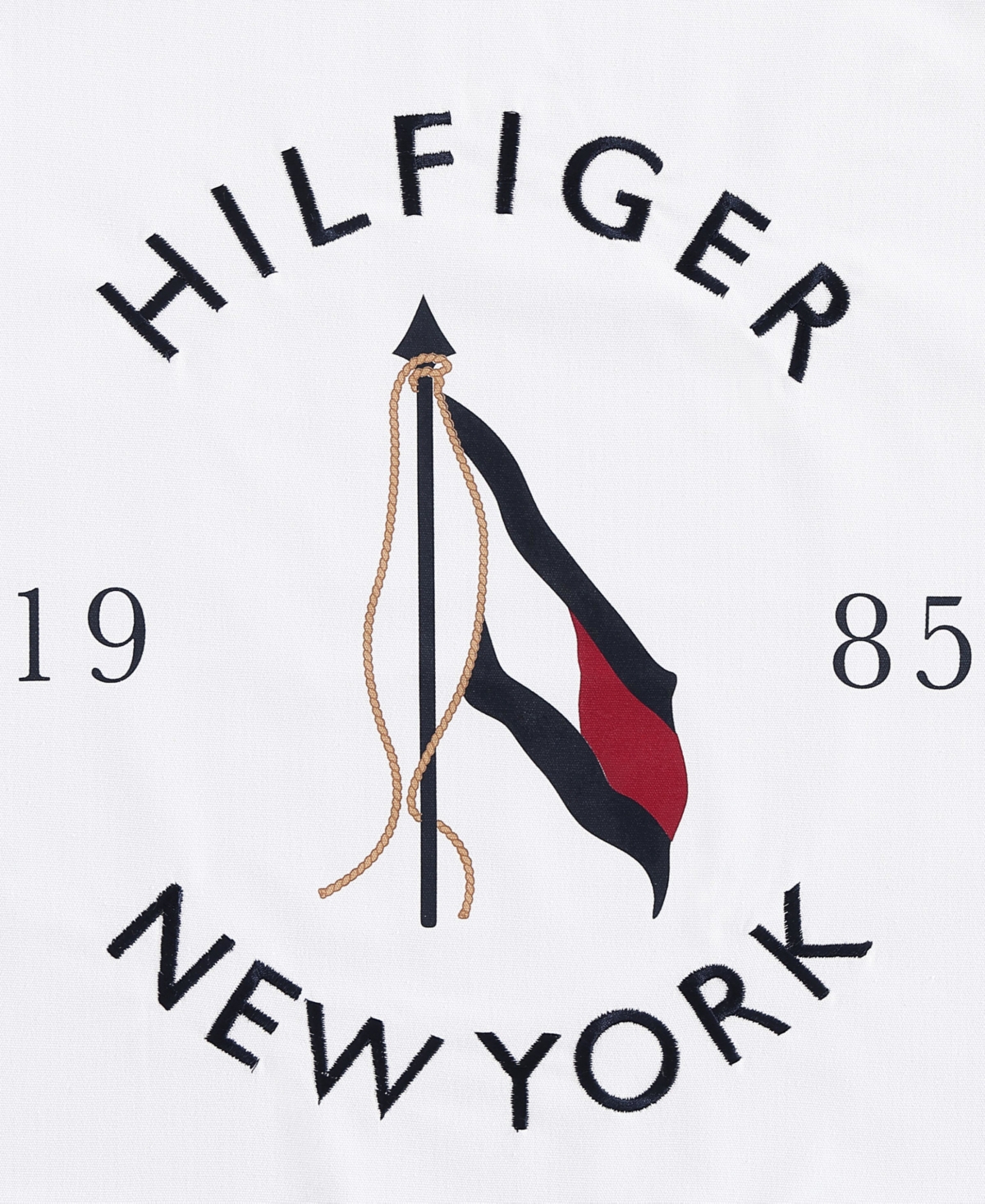 Tommy Hilfiger New York Flag Square Pillow, 20" X 20" In Ivory White,dark Navy,light Blue