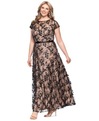 Plus Size Embellished 3D Flower Ball Gown