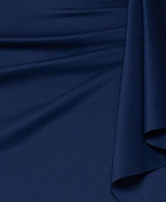 Plus Size Short-Sleeve Boat-Neck Draped Sheath Dress