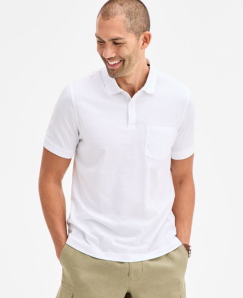 Мужское поло Club Room Solid Jersey Polo with Pocket, цвет: Яркий белый