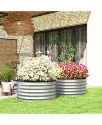 Raised Garden Beds, Set of 2 Galvanized Planter Boxes, Φ3' x 1.4'