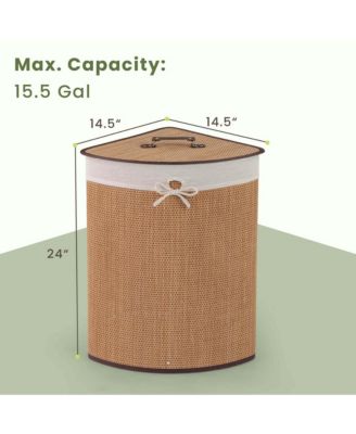 Bamboo Laundry Hamper Basket with Lid and Removable Liner Bag