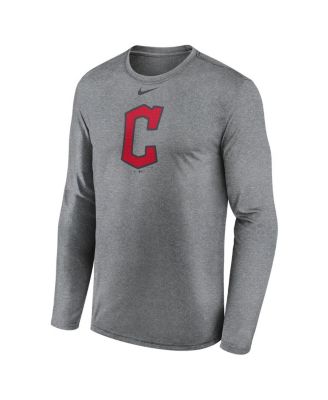 Men's Heather Gray Cleveland Guardians Logo Legend Long Sleeve T-Shirt