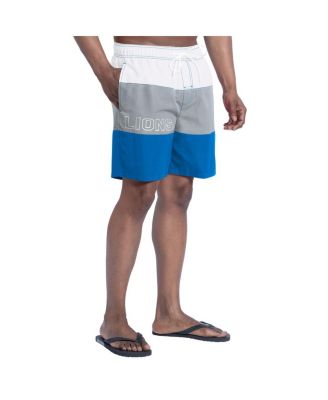 Men's Blue/Silver Detroit Lions Sunrise Volley Swim Shorts