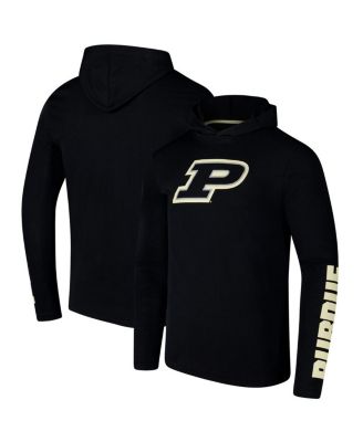 Colosseum - Men's Black Purdue Boilermakers Logo Lockup Active Blend Long Sleeve T-shirt Hoodie