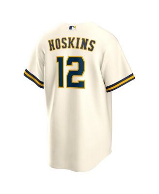 Men's Rhys Hoskins Cream Milwaukee Brewers Home Replica Player Jersey