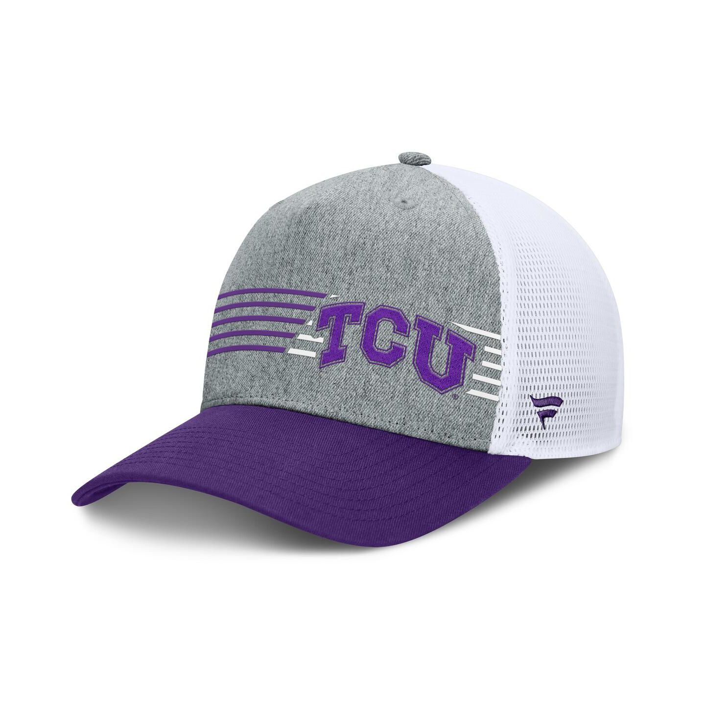 Мужская кепка Fanatics Heather Gray/Purple TCU Horned Frogs Profile Trucker Adjustable Hat — фото 1