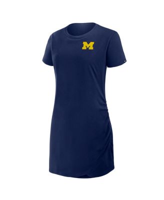 Women's Navy Michigan Wolverines Relaxed Fit Drape T-Shirt Dress