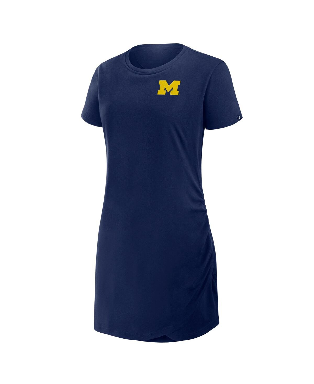 Fanatics Women's Navy Michigan Wolverines Relaxed Fit Drape T-shirt Dress In Navy