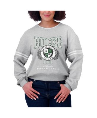 Women's Heather Gray Milwaukee Bucks French Terry Pullover Sweatshirt