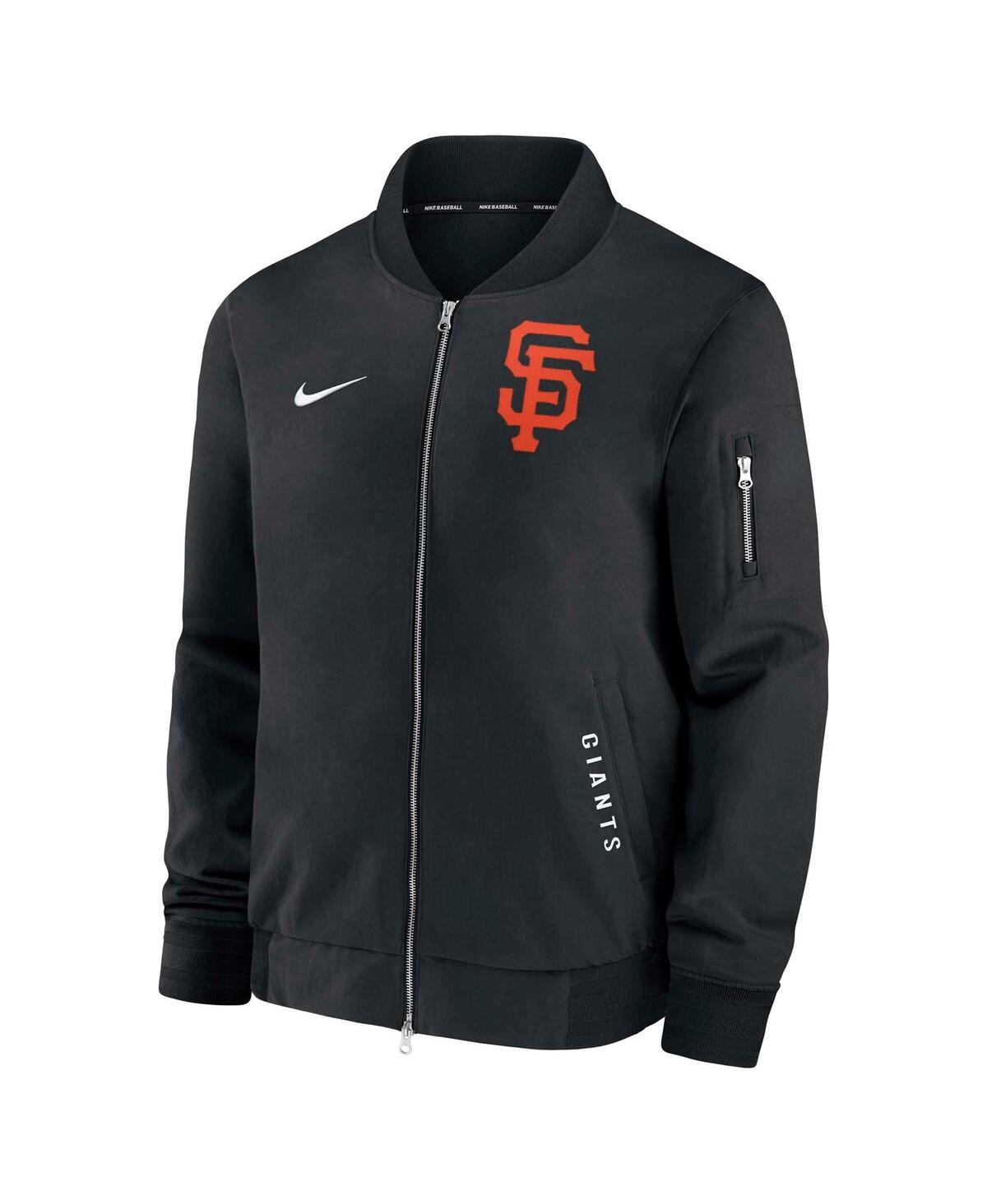 Nike Men's Black San Francisco Giants Authentic Collection Dugout Full-zip Bomber Jacket In Black