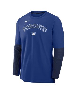 Men's Royal/Navy Toronto Blue Jays Authentic Collection Lightweight Player Tri-Blend Performance Pullover Sweatshirt