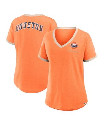 Fanatics - Women's Orange Houston Astros Binge Worthy Stadium Slub V-Neck T-Shirt