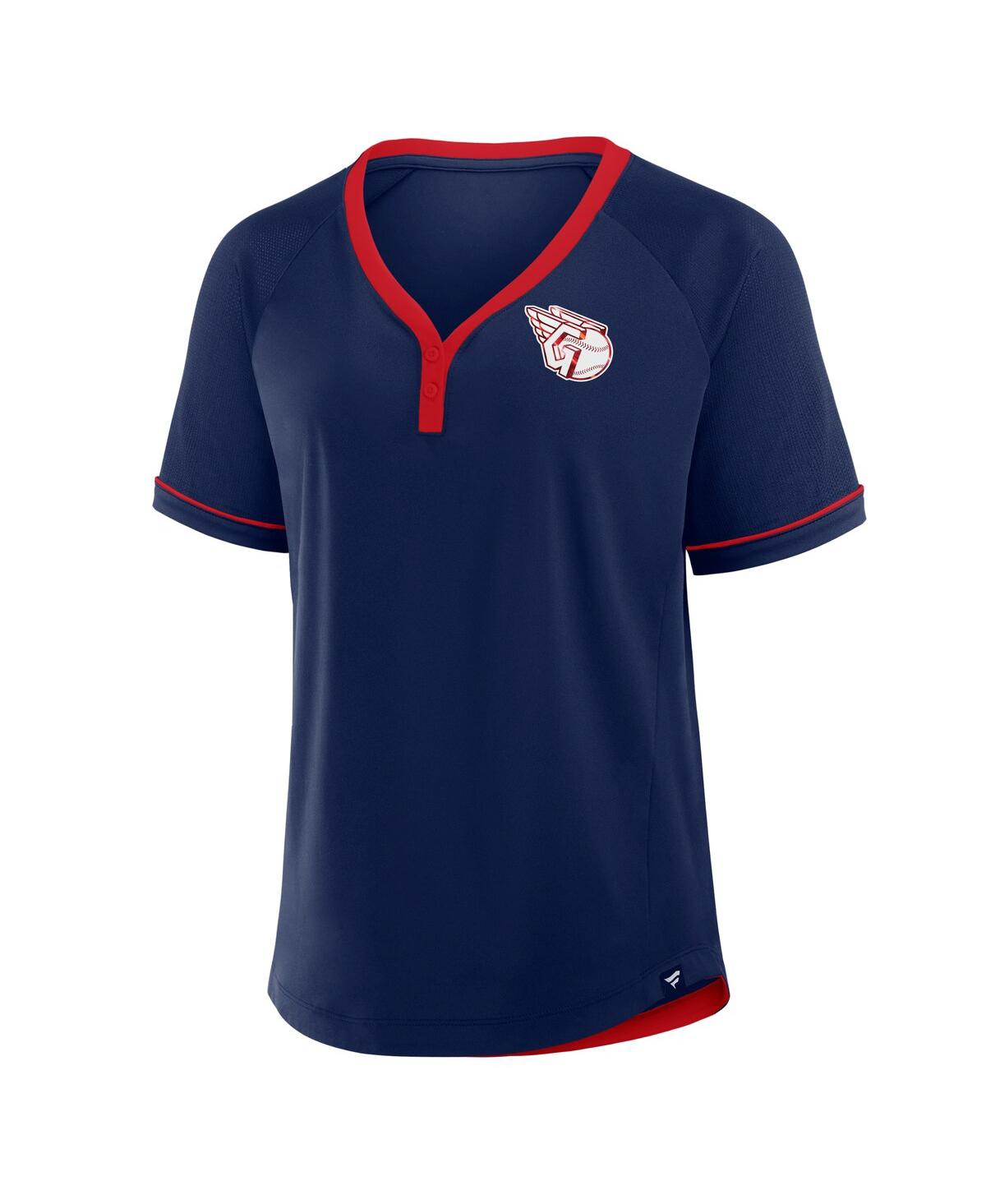 Fanatics Women's Navy Cleveland Guardians League Diva Star Raglan V-neck T-shirt In Navy