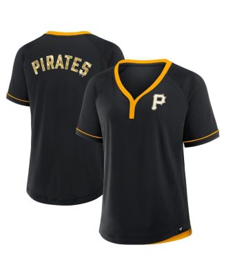 Fanatics - Women's Black Pittsburgh Pirates League Diva Star Raglan V-Neck T-Shirt