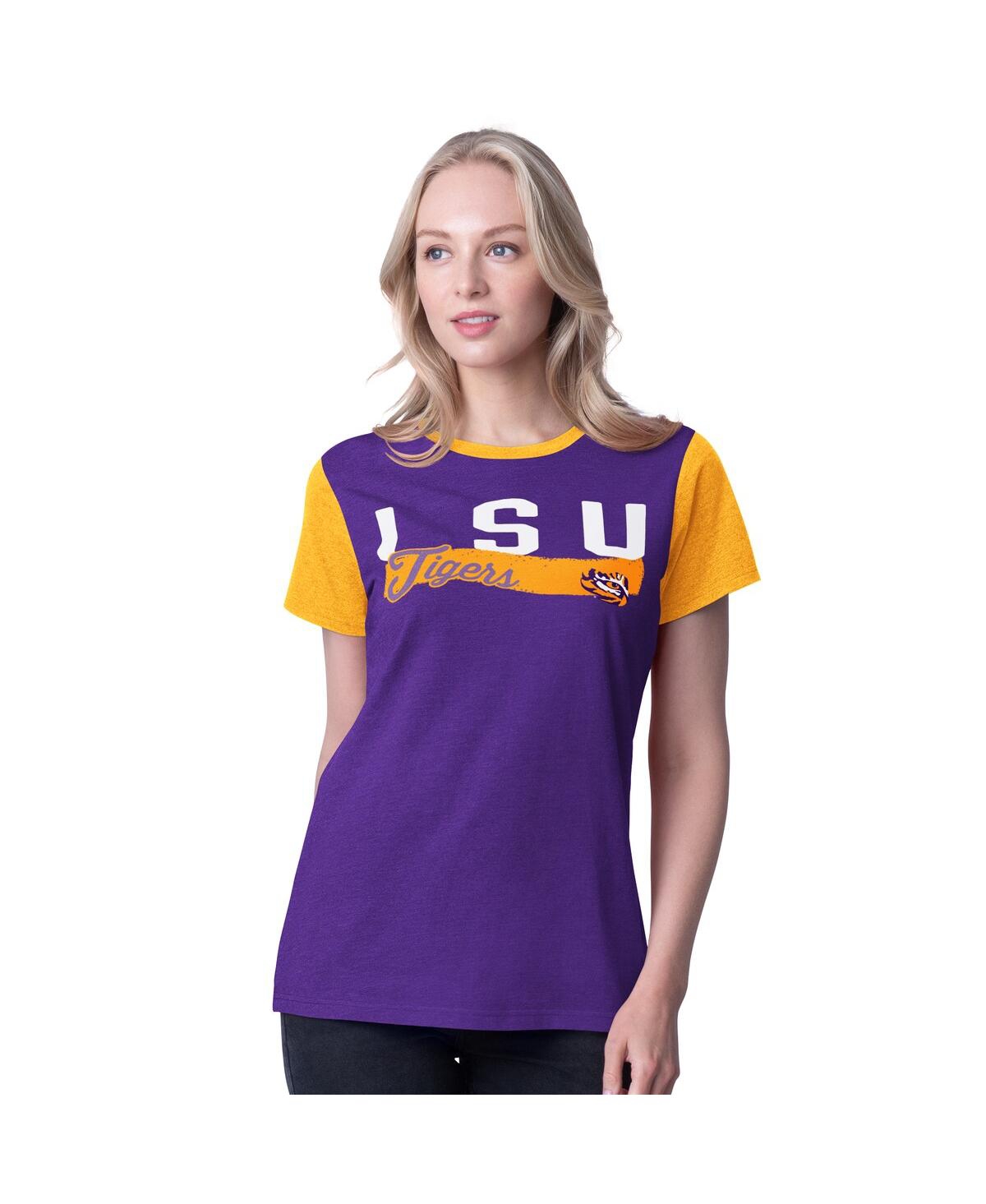 Shop G-iii 4her By Carl Banks Women's Purple Lsu Tigers Racer Crewneck Ringer T-shirt