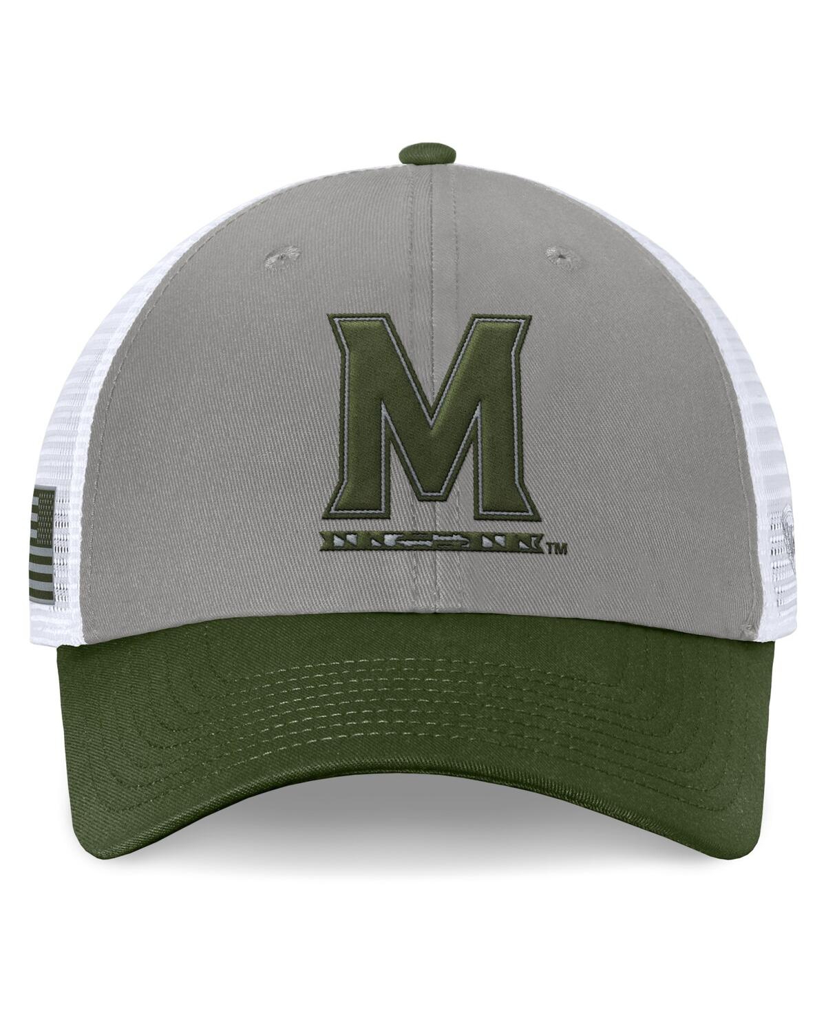 Top Of The World Men's Gray/green Maryland Terrapins Oht Military Appreciation Badge Trucker Adjustable Hat In Gray,green